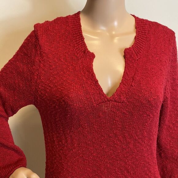 Tommy Bahama cotton blend red nubby v-neck pullover sweater size M - Picture 2 of 9